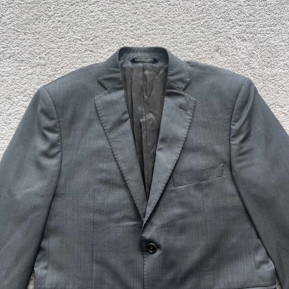 Ermenegildo Zegna Saks Fifth Avenue Suit Jacket Mens 38 Gray Wool Silk Trim Fit